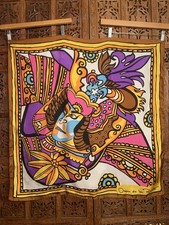 Vintage Oscar De La Renta Silk Scarf Psychedelic 70s Colorful Designer 31 X 31