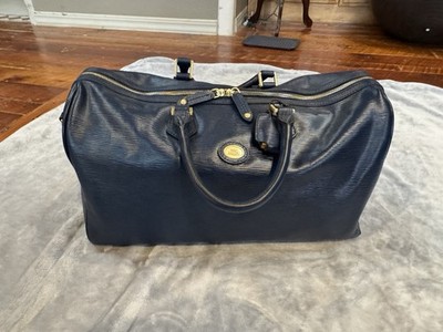 The Bridge Deep Blue Large Duffel Bag Leather With Lock And Key