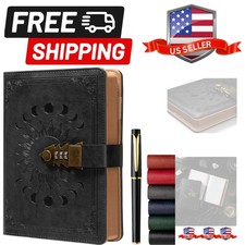 A5 Journal with lock, 120Gsm 224 Pages Lock Diary, Pen Set, Brown Edge, Refil...