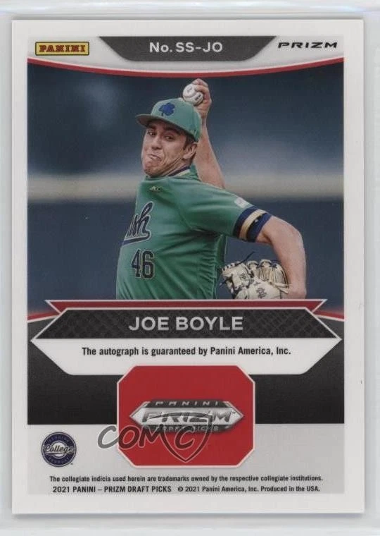 2021 Panini Prizm Draft Picks Signing Sessions Joe Boyle #SS-JO Auto - Image 2 of 2