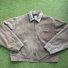 VTG Carhartt Jacket Mens 2XL Brown Lined Detroit J97 CHT Chestnut USA Made 2002