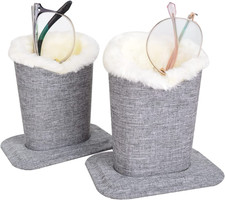 Pack of 2 Plush Lined Eyeglasses Holder Stand Protective Glasses Case
