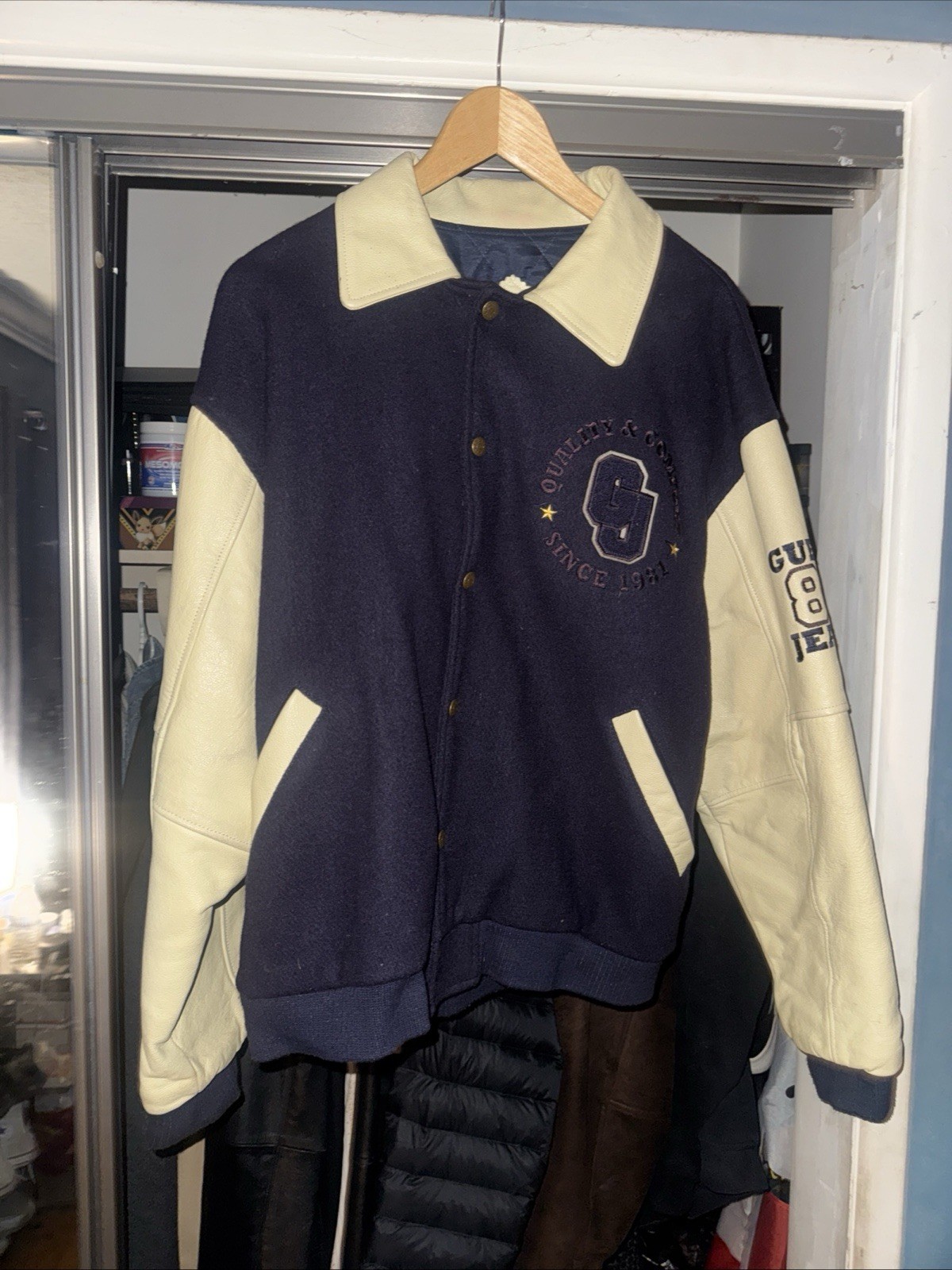 RARE Vintage Guess Wool Leather Trim M Jacket American Style Letterman Jacket
