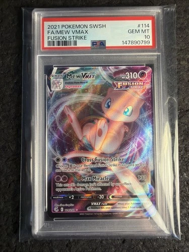 Pokémon TCG 2021 Fusion Strike Mew VMAX 114/264 Full Art Holo PSA 10