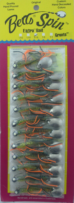 Cuiller Tournante Betts Tackle 022GRRL-50N - 1/16 Oz - Avec Pattes Et Carte De Cricket - 12 Pièces