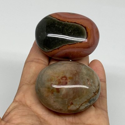 177g, 2''-2.1'', 2pcs, Polychrome Jasper Palm-Stone Crystal, B37041