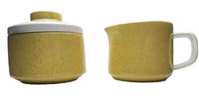 Mikasa Mediterrania Cream and Sugar Set Yellow Harvest Gold Vintage