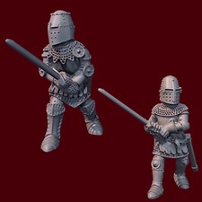 100yr War Knights Great Helms 2 Hand Swords X2 28mm Medieval Wargames Collectors