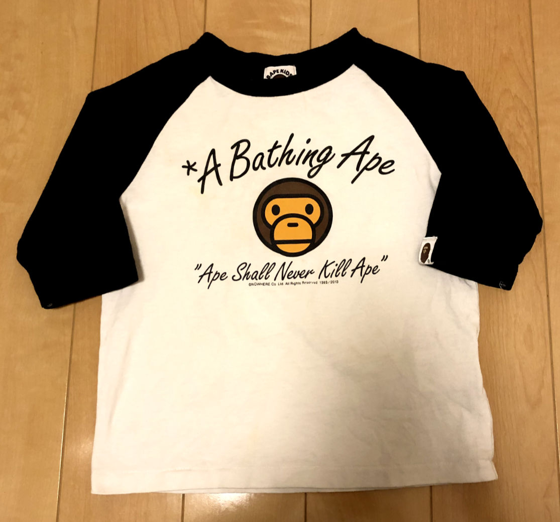 A BATHING APE BAPE Kids Seventh Length T-Shirt 100 White