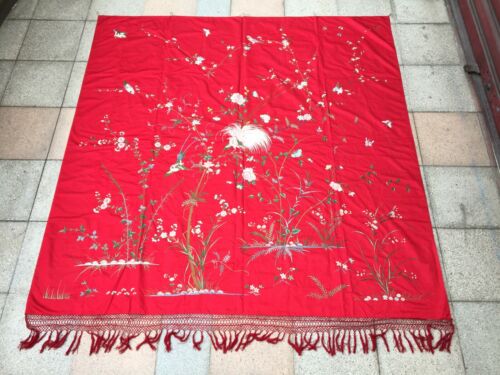 Tissu ancien Soie Broderie chinoise Silk Chinese embroidered Seta cinese ricamo
