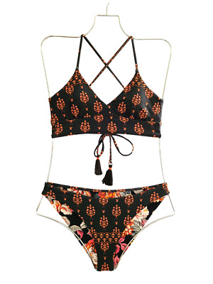 Maaji Black Bagh Daylight Triangle Bikini Top sz XS & Sublimity bottoms sz M set