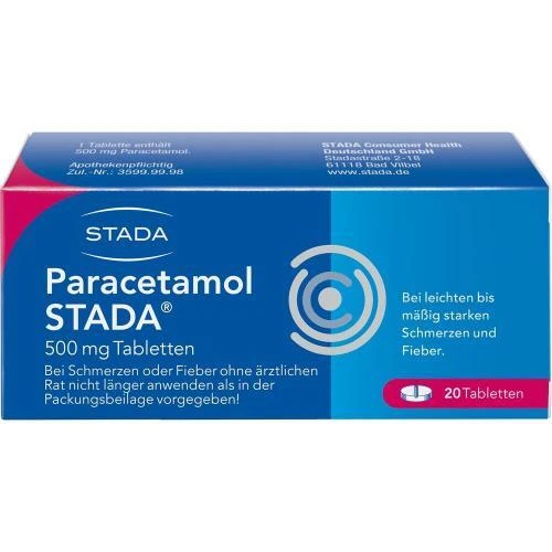 STADA CONSUMER HEALTH DEUTSCHLAND GMBH PARACETAMOL STADA 500mg bei Schmerzen oder Fieber 20 Tabletten PZN: 423568