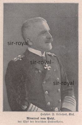 Admiral Hugo von Pohl - Marine 1WK Militär - 1917 - Histor. Aufnahme ~7x10cm