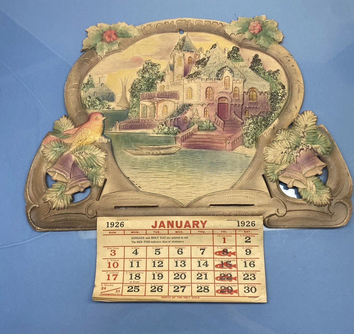 antique-1926-embossed-german-house-bird-paper-wall-calendar-ebay