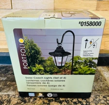 Portfolio Solar Coach Lights Black Finish-Set of 4 UPC 873046001269 #0158000