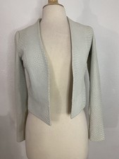 Joie Size Xxs Lamb Leather Snake Effect Collarless Open Front Jacket $978