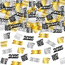 Katchon, Black, Gold and Silver 2025 Confetti - 1.8 Ounce, Pack of 500 | New Yea
