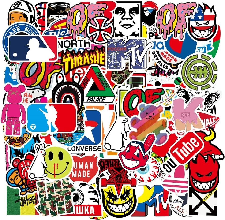 Cool Brand Skateboard Stickers Pack 100PCS Waterproof Skate Stickers ...