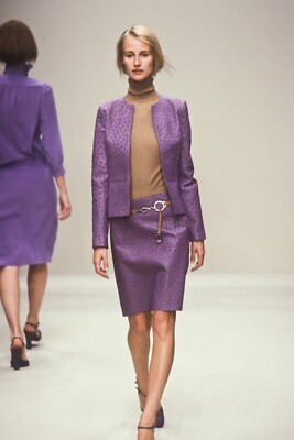 Prada Vintage Spring 2000 Red Ostrich Leather Exotic Skirt 38 IT