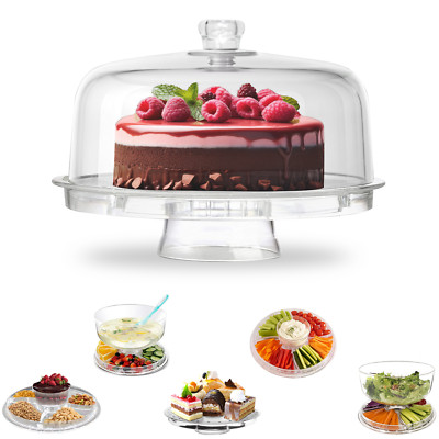 6 IN 1 Modern Design Multifunktionaler Kuchenständer & Kuppel Kunststoffdeckel Salatschüssel