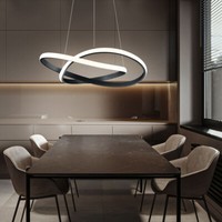 Led Decken HäNge Leuchte Dimmbar Metall Schwarz Matt Wohnzimmer Pendel Lampe