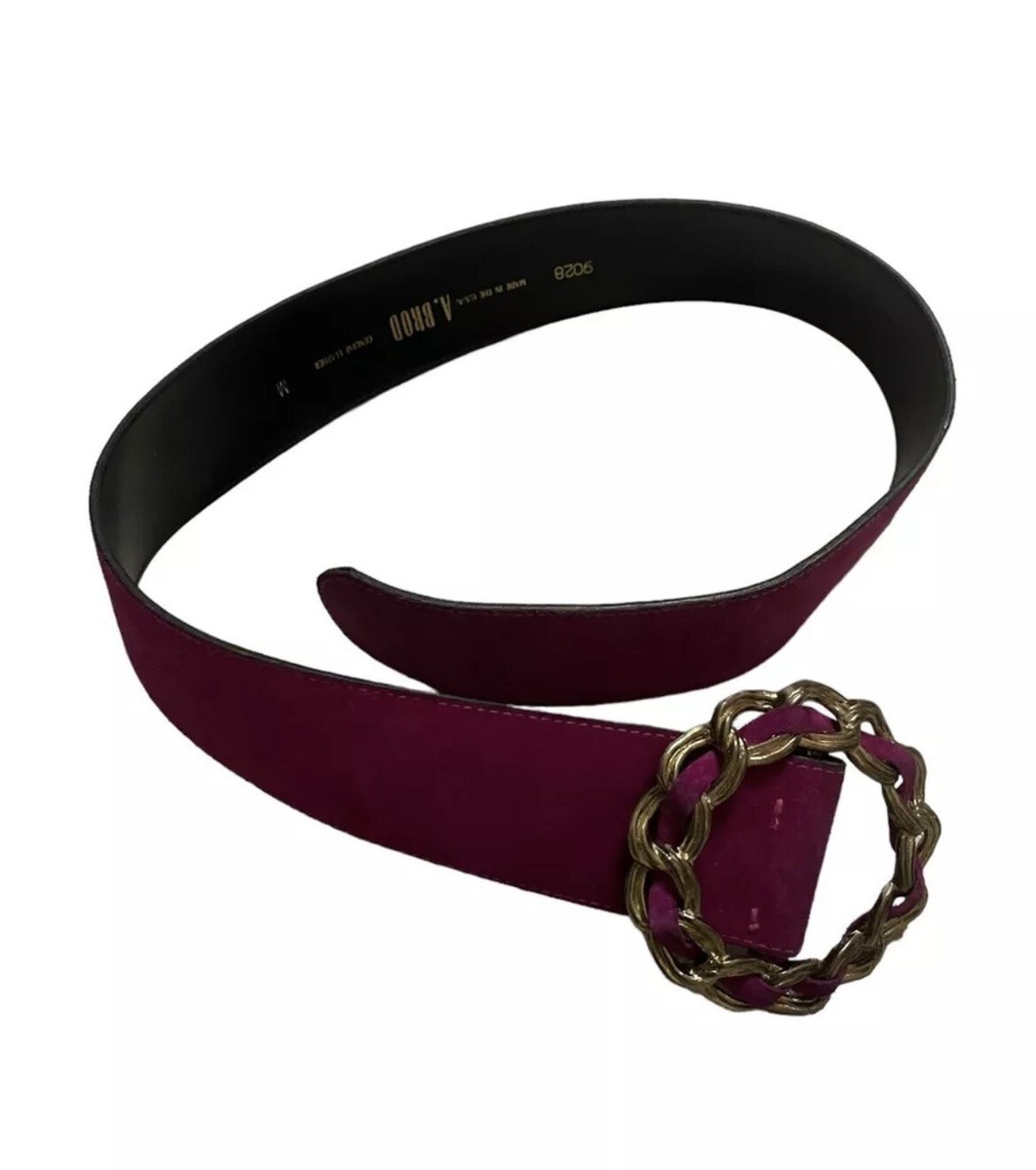 A. BROD Belt 2” Wide Vintage 80s Suede Fuchsia Womens  display picture 1
