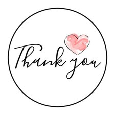 30 1.5" THANK YOU PINK HEART ROUND ENVELOP SEALS STICKERS FAVOR LABELS