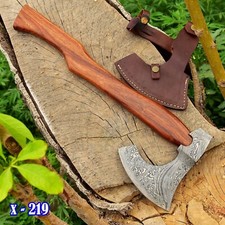 CUSTOM MADE DAMASCUS STEEL VIKING BEARDED CAMPING HATCHET TOMAHAWK AXE