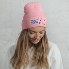 Aquarius in the Stars Knit Beanie - Cozy Knit Hat  Baby Pink