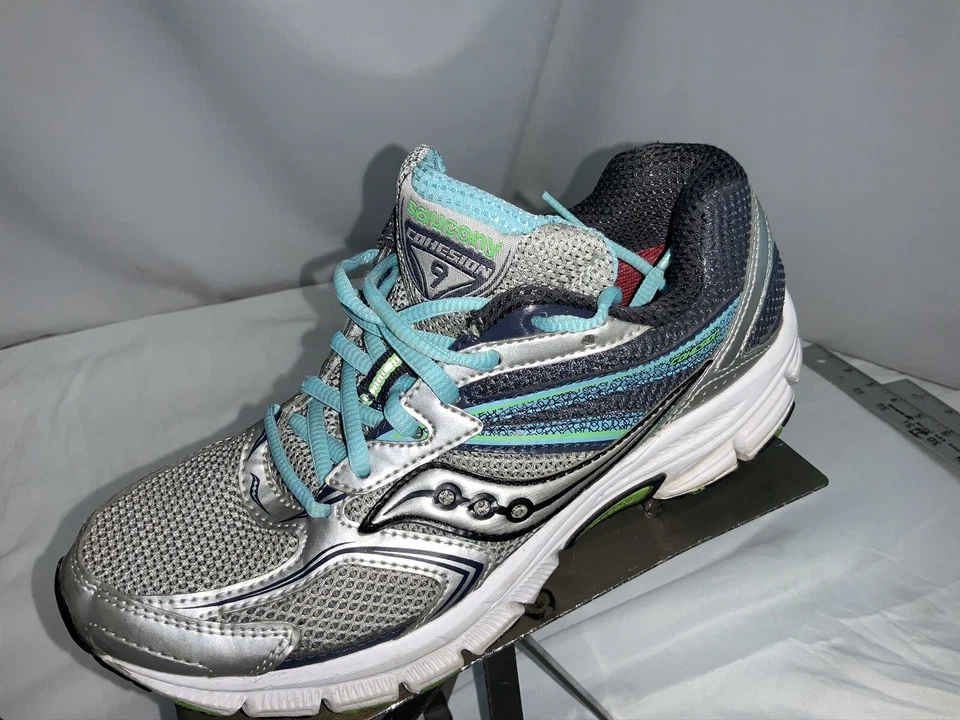 Zapatos para correr Saucony Cohesion 9 talla 7 para mujer azul plateado como nuevos YGI F0S-39 Foto 3 de 4