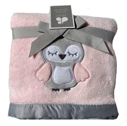 NWT Just Born Plush Ultra Soft Satin Trim Embroidered Baby Blanket 40" x 30" - Picture 6 of 20