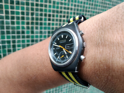 CITIZEN AUTOMATIC CHRONOGRAPH 8100 67-9551 RARE BLACKIE ORIGINAL 