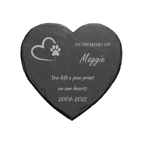 Personalised Memorial Heart Shape Plaque For Pet Cat Dog Slate Natural Stone - Picture 2 of 4