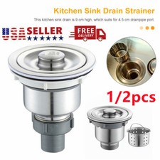 2pcs Stain Steel Kitchen/Bar Sink Strainer With Filter Basket Drain Head Stopper