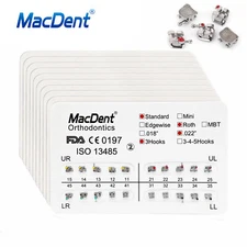 10Packs MacDent Dental Orthodontic Brackets Braces Standard Roth .022 Hooks 3