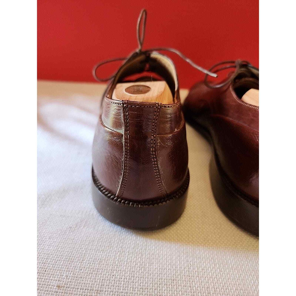 Johnston & Murphy Leather Shoe Cellini Brown Size 10.5 M Conard