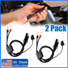2Packs Battery Terminal Ring Sae Connector Harness Charger Cable Extension Cord 