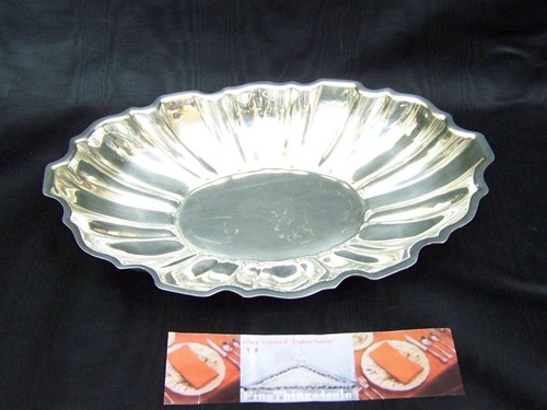 CLASSIC SILVER TEA TRAY OPEN ENTREE BREAD SERVING DISH ExFANCY CHIPPENDALE RIM - 第 3/4 張圖片