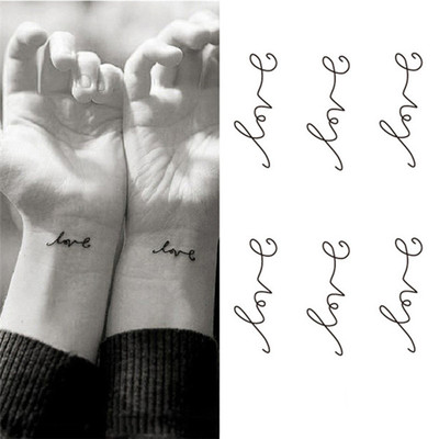 Love Temporary Tattoos Stickers Love Letters Patterns Waterproof Tattoo Bod T-wy