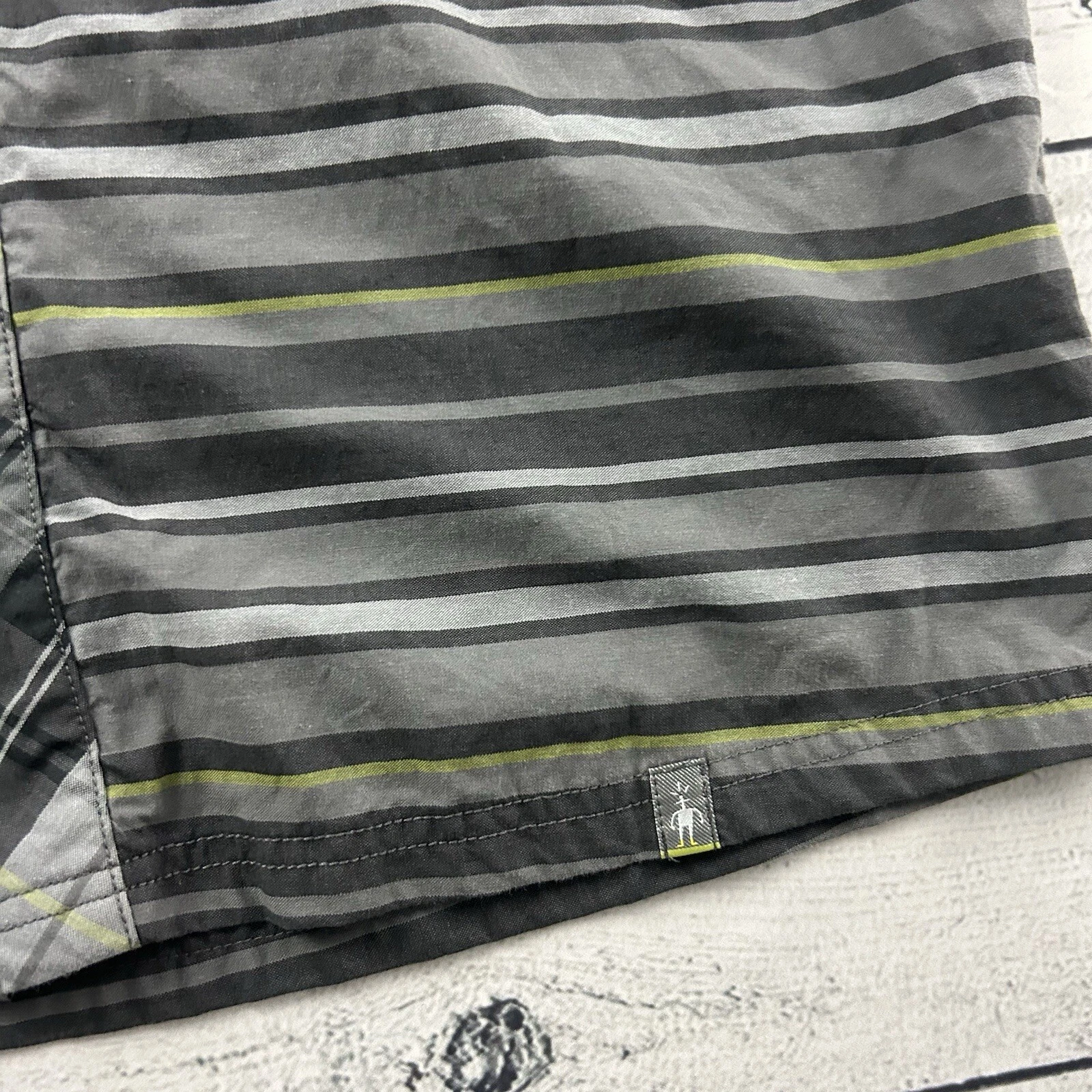 smartwool short sleeve striped button front merino blend shirt
