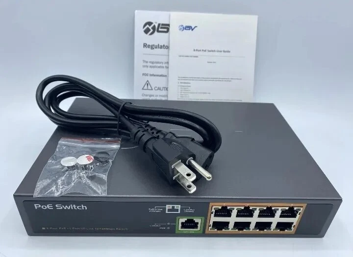 BV-Tech POE-SW801 8 PoE+ Ports With 1 Ethernet Uplink 120W Black New Open Box - Image 2 of 4