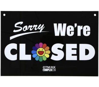 KONKON（感謝） Takashi Murakami Complexcon Flower OPEN/CLOSED Door Sign Rare NIB