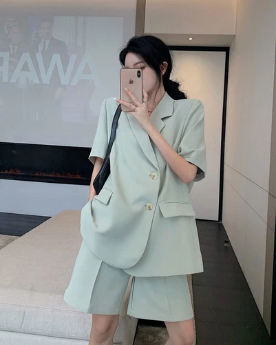 New Hot Women's Summer Suit Fashion Loose Thin Blazer Shorts Two-piece Set - Picture 11 of 28