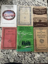 Antique/Vintage Six Song Book Lot, Christmas Hymnal Standards Classics Ephemera