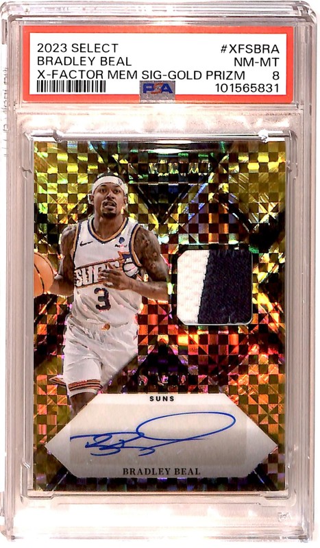 2023-24 Select X-Factor Patch Auto Gold 4/10 Bradley Beal PSA 8 DG7