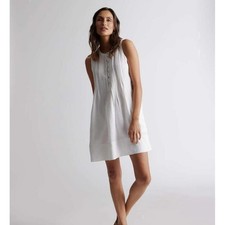 NWOT Quince 100% Linen Mini Swing Dress XL White. Gorgeous coastal pintuck dress
