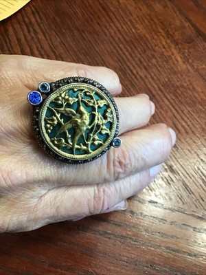 Mars And Valentine Sterling Silver+Blue Topaz Bird Motif Size 7