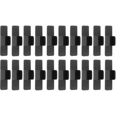 20Pcs Black Pen Fixing Clamps Adhesive Clips for Office Whiteboard Markers