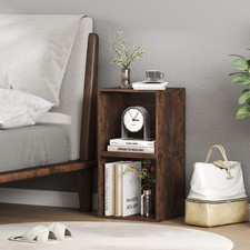 4 Pcs Stackable Open Book Shelf Wooden Display Shelving Unit Rustic Brown