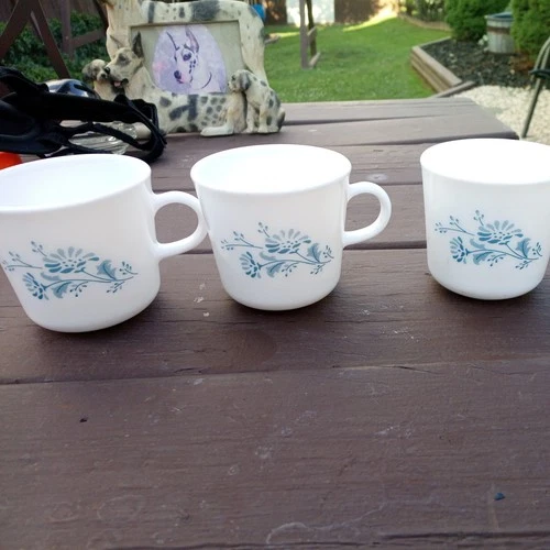 Vintage Corelle CORNING Coffee Mugs COLONIAL MIST  Blue Floral Print Replacement